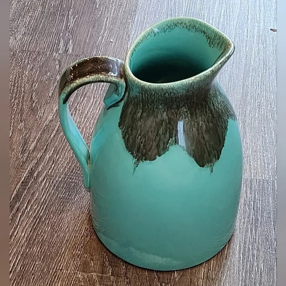 Jaska‎ of California Cascade Ware Blue with Brown Drip Vintage Pitcher